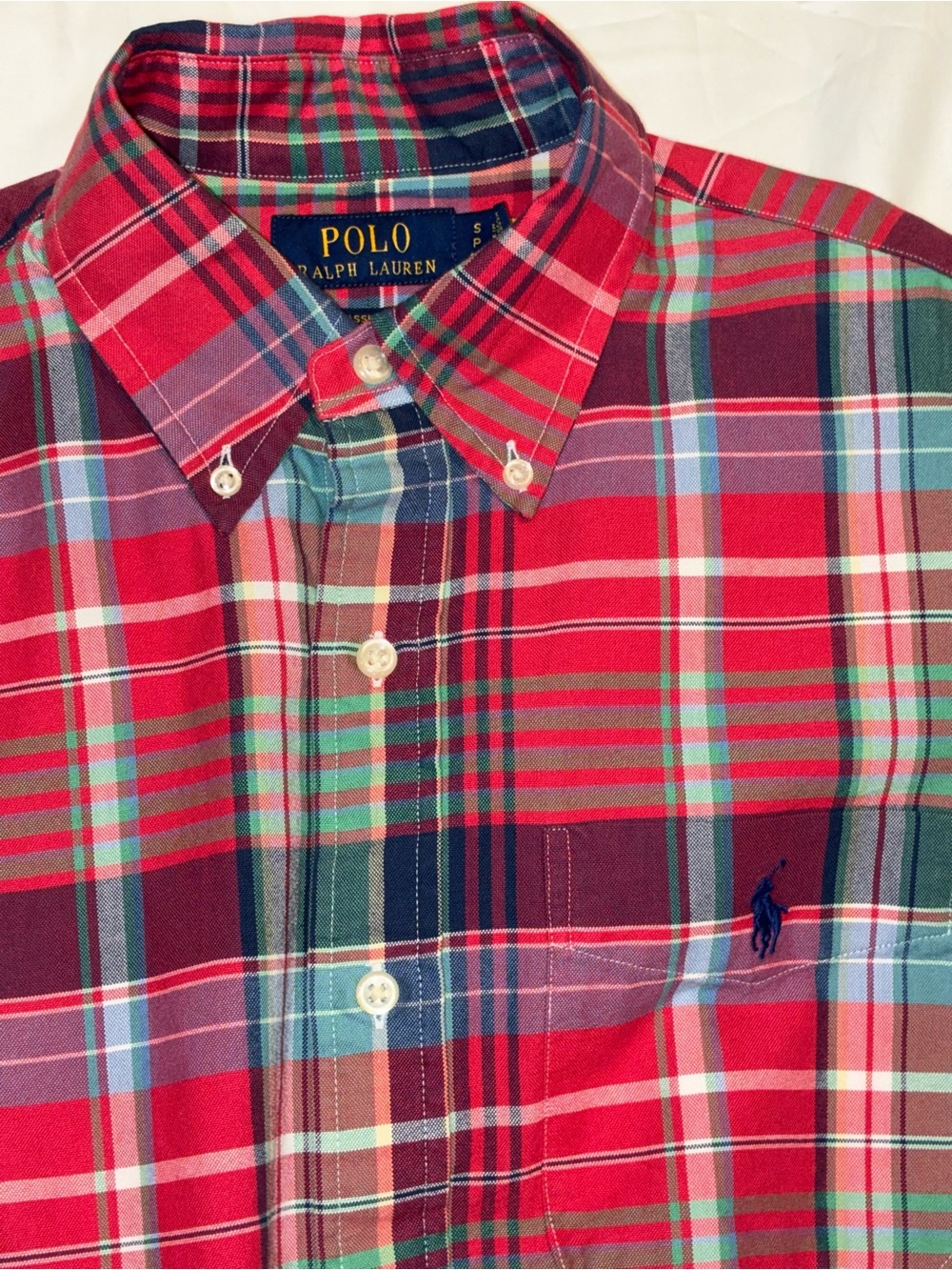 Polo Ralph Lauren Red, Green, and Blue Plaid Long Sleeve Button Down Shirt